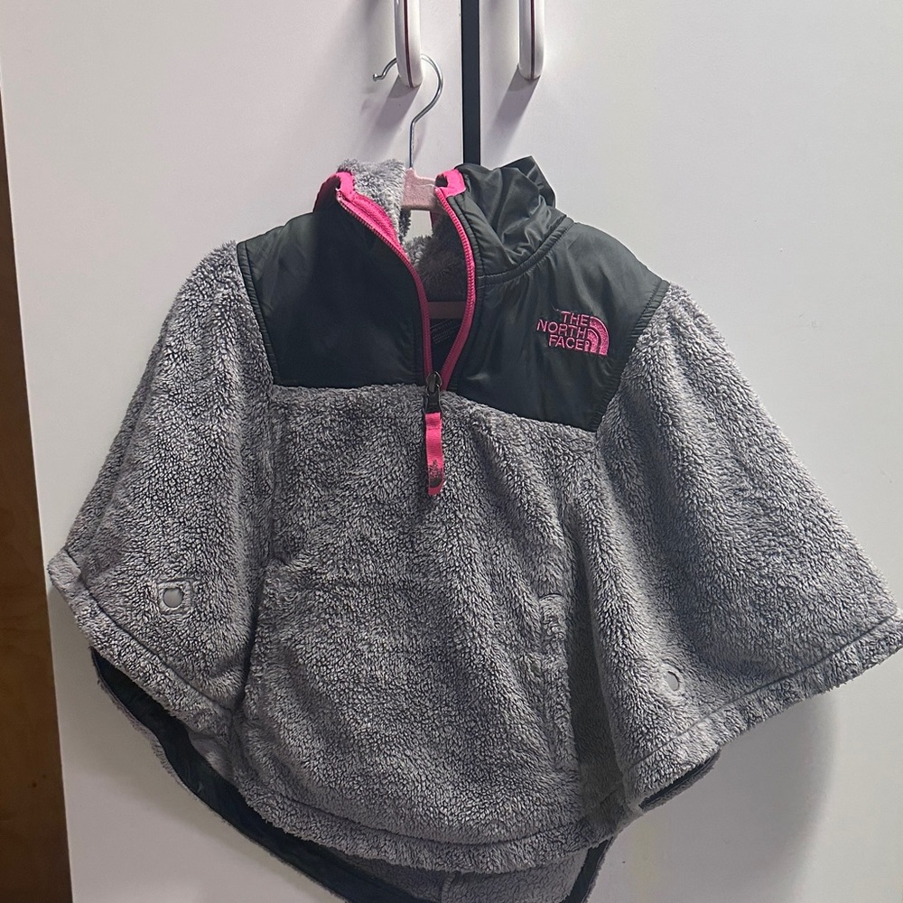 The North Face Gray and Pink Fleece Poncho